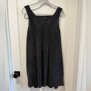 Everly Shimmering Knit Black Mini A Line Dress sz L